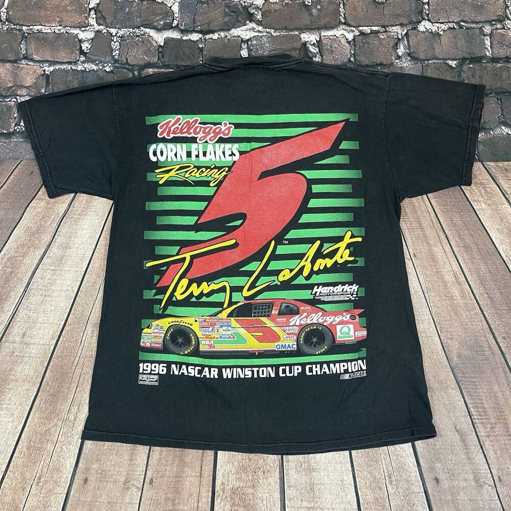 Vintage 1997 Terry Labonte Kelloggs Corn Flakes Racing Graphic Shirt Mens Large - Picture 7 of 9